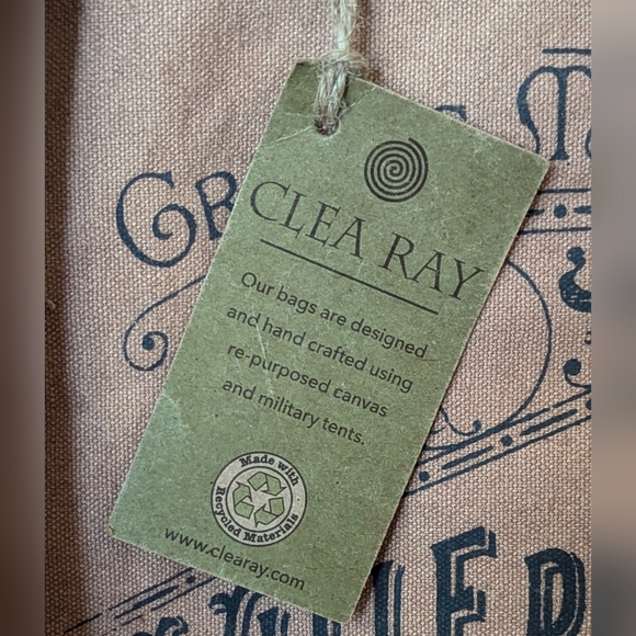 NWT Clea Ray Canvas Slip Strap Left Or Right Paris Bag With Leather Handles - Picture 2 of 14